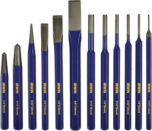 IRWIN Chisel Set, Chisel and Punch, 12-Pack with Various Sizes, Tempered for Dur - Picture 6 of 12