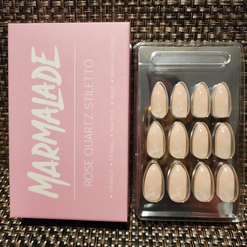 Marmalade Nails in Tangerine, Rose Quartz & Iridescent Press-onNails. Set of 5 - Picture 5 of 11