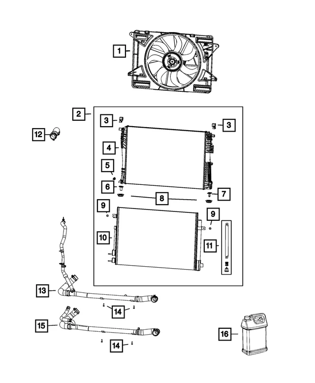 Radiador de refrigeración del motor Chrysler Pacifica Voyager 17-24 OEM Mopar 68595954AA Foto 4 de 4