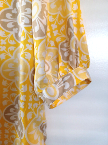 White Stag Floral Tunic Shirt Womens Size XL Yellow Bohemian 3/4 Sleeve - Picture 3 of 6