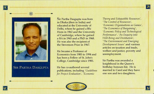 RARE! "British Economist" Partha Dasgupta Hand Signed #19/500 Nobel Prize Cover - 第 3/3 張圖片