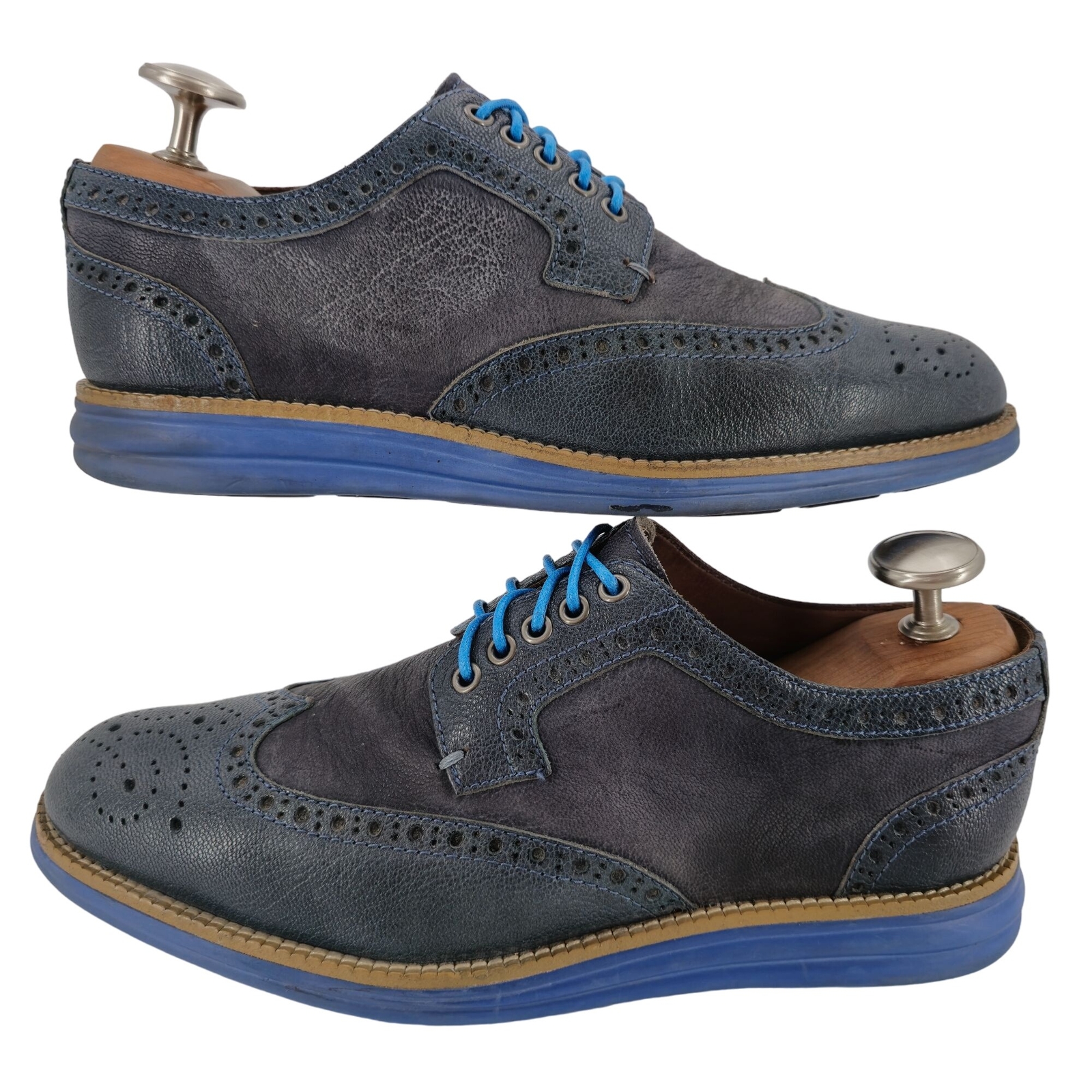 SAOLA Scarpe eleganti Donald J. Pliner da uomo 8 5 M in pelle blu navy Derby Oxford a coda di rondine