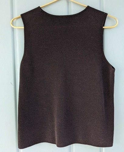 Camisa Top Eileen Fisher Mujer Pequeña Tanque Cami Camisola 100% Lana Marrón Tejida S 6 - Imagen 3 de 6