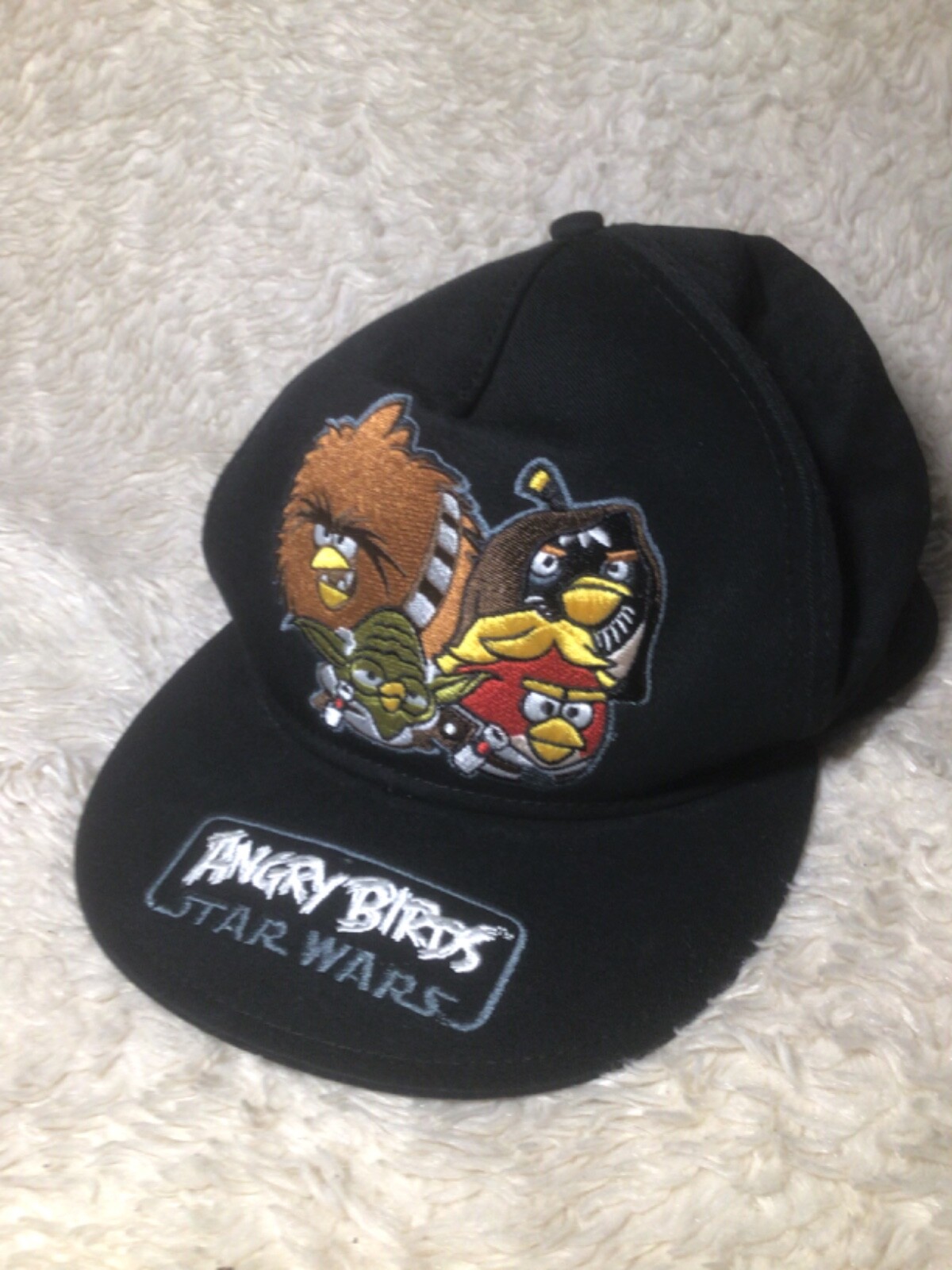 ANGRY BIRDS STAR WARS SNAPBACK EMBROIDERED BALL CAP DAD HAT BLACK EUC!