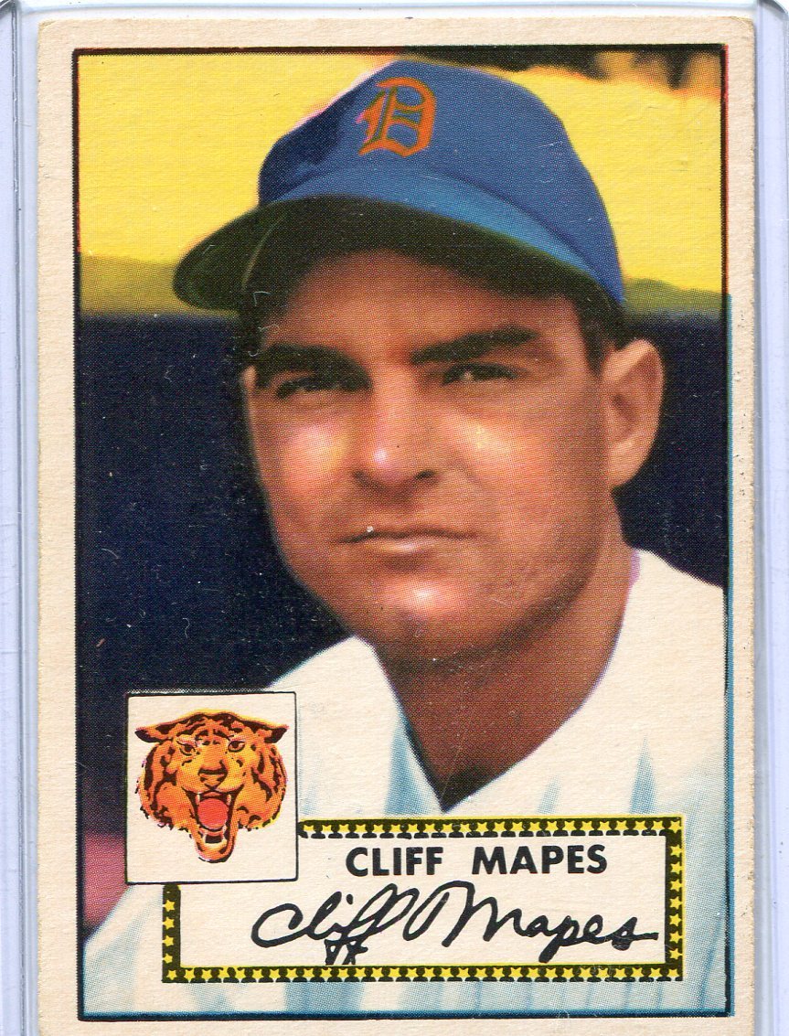 1952 Topps Baseball Card of Cliff Mapes of the Detroit Tigers R/B