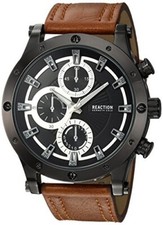 Kenneth Cole Reaction RKC02200 Brown Leather Strap Chronograph Men's Watch NEW