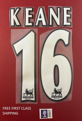 Keane #16 1997-2005 Player Size Premier League White Nameset Manchester United