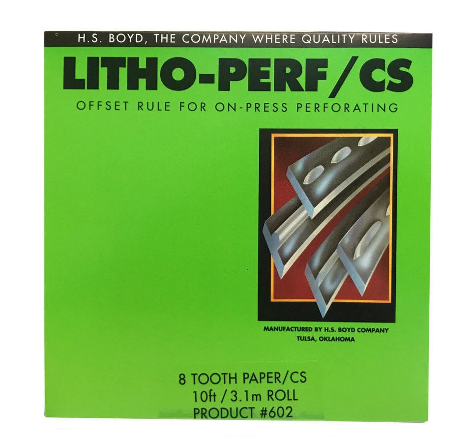 H.S. BOYD HS Boyd Litho Perf 8 Tooth / Paper CS 10 feet 3.1m Roll #602 Bindery Supplies