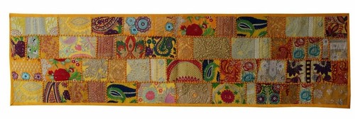 Indian Handmade Vintage Patchwork Table Runner Bohemian Wall Hanging 150cmx40cm - Picture 32 of 37