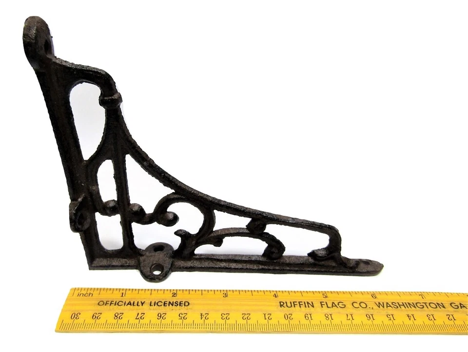 Juego de 4 nuevos soportes de estante de hierro fundido rústico clásico de 5" x 6,5" estilo vintage Foto 4 de 4