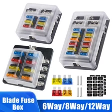 6/8/12 Way Blade Fuse Box Block Holder LED Indicator 12V Car Marine Waterproof