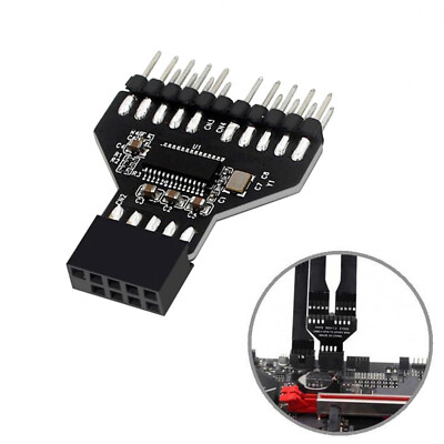 USB2.0 9Pin to 2x 9Pin Splitter Board Motherboard USB Hub for RGB Lamp ...