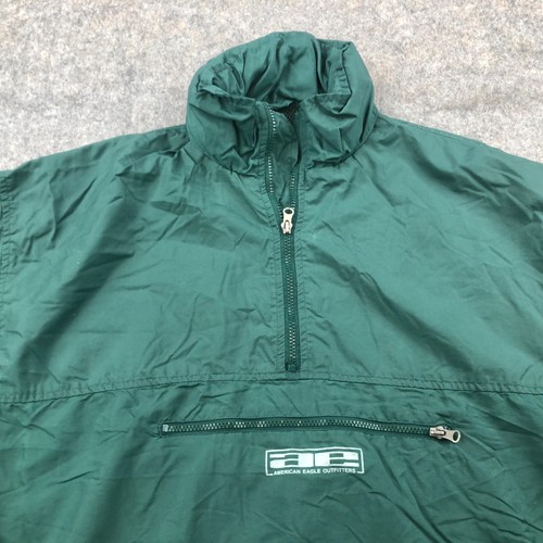 VTG American Eagle Jacket Mens XL Green Full Zip Windbreaker Hooded Anorak * - Picture 4 of 12