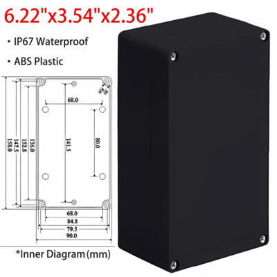 Waterproof Black Plastic Electrical Enclosoure Outdoor IP67 ABS Project Case DIY