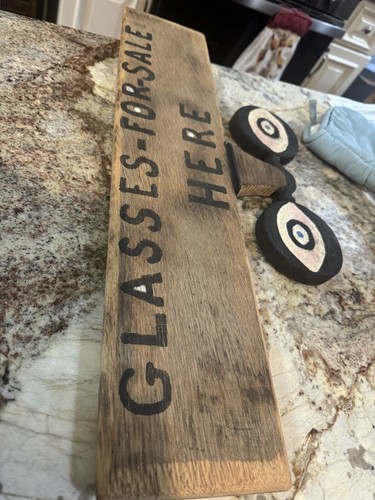 Vintage Holz Brillenschild Brille hier zu verkaufen Holzschild - Bild 8 von 17