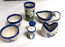 TONALA Pottery MEXICAN Folk Art Pottery Canna Lilly SET 5pcs D'Casa