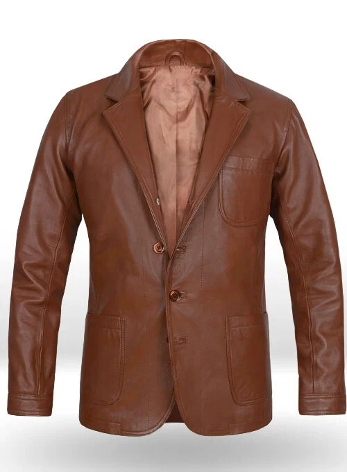 New Men's Dark Tan Leather Coat 100% Genuine Soft Lambskin Blazer