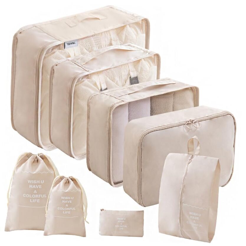 Packing Cubes for Suitcases, 8 Set Luggage Organizer Bags,  Suitcase White-image