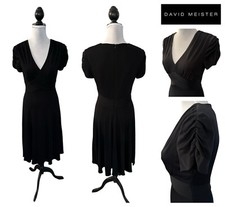 DAVID MEISTER Fit & Flare Dress Knee Length Womens 6 Black Production Sample NEW