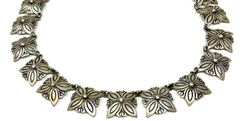Sterling Silver Link Necklace Mexico Swan Mark 15 3/4" Rancho Alegre 52 Grams - Picture 5 of 9