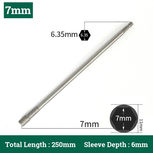 250/300/350mm Long Magnetic Nut Driver Socket Impact Drill Bit 1/4" Hex 8-14mm - Picture 10 of 36