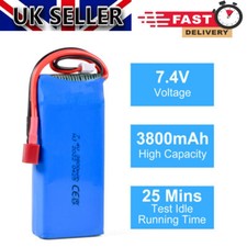 7.4V 2S 3800mAh LiPo Battery with T Plug (Deans), 25 Mins Running Time, for RC