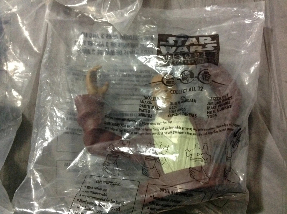 Lote De 3 Star Wars Episodio I Cup Topper KFC Taco Bell Pizza Hut Sellado Nuevo Foto 3 de 4