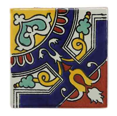 Otto - Handgefertigte mexikanische Keramik Talavera große 10,5 cm Fliese aus ethischen Quellen