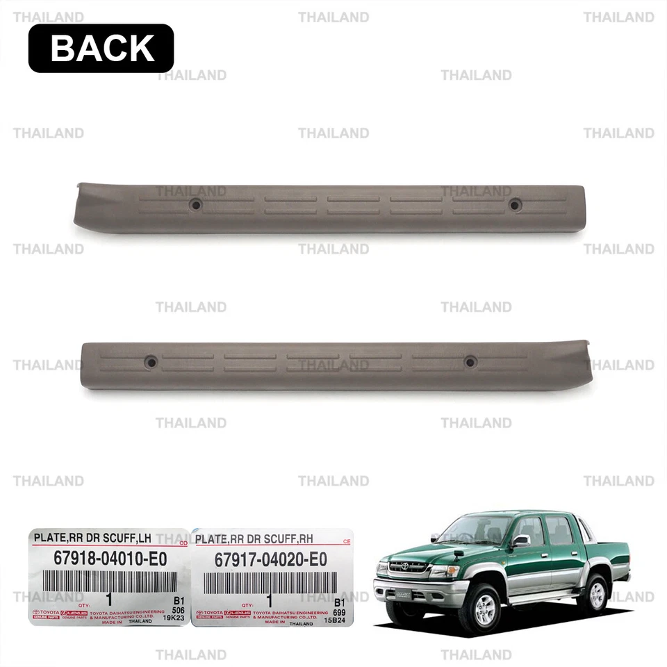 Rear Lh+Rh Scuff Plate Door Sill Cover For Toyota Hilux Tiger D4D 2001 - 2005 - Image 3 of 4