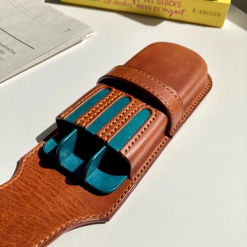 Leder-Stiftetui für Drei Stifte Füllfederhalter Etui für Montblanc Ledermäppchen - Bild 2 von 11