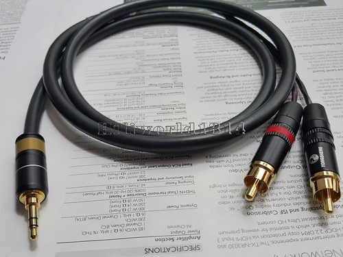 1x 3.5mm Stereo Mini Jack Male to 2 RCA Male Phono Audio Cable Gold Plug - Picture 1 of 10