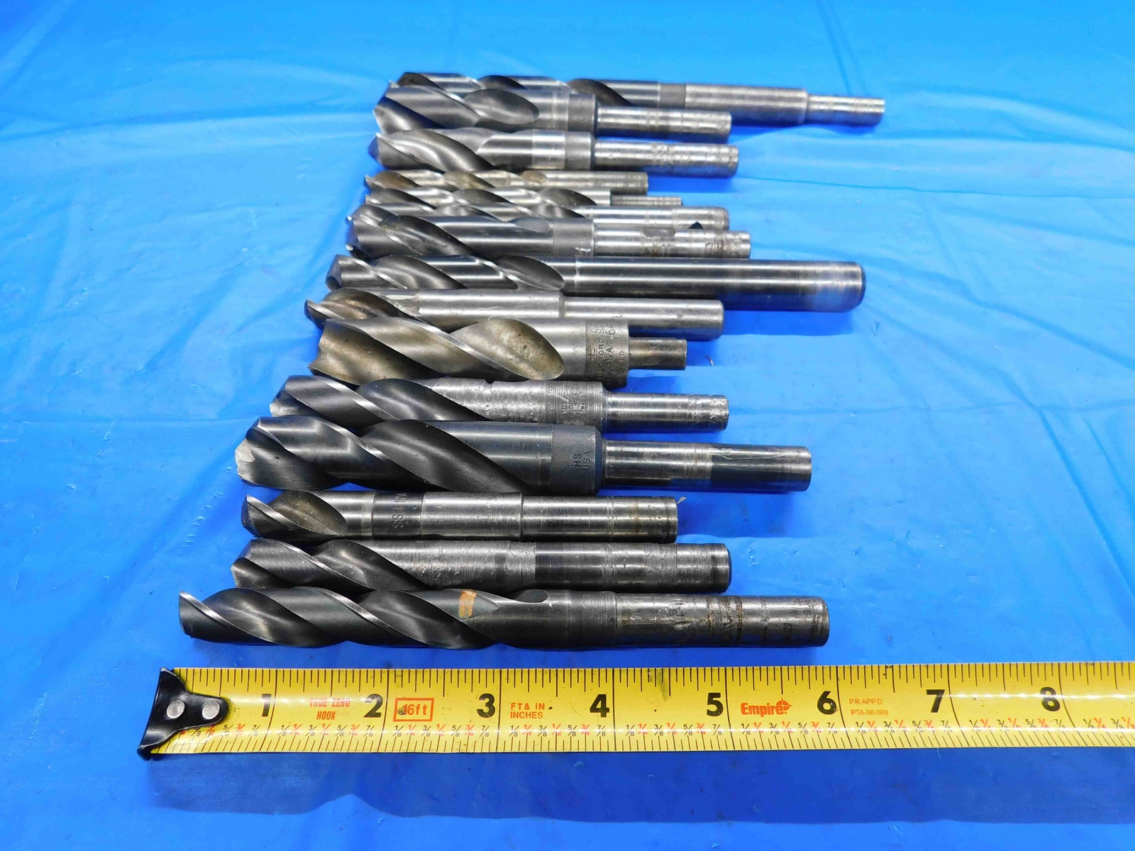 LOT OF HSS TWIST DRILL BITS VARIOUS SIZES UP TO 7/8 WITH REDUCED SHANKS