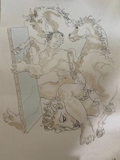 Pastel représentant " le peintre hanté par ses visions" de HANS ERNI