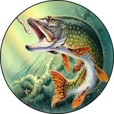 Spare Wheel Covers Carrier PIKE Fishing Vinyl Skin 4x4 Land Rover Freelander