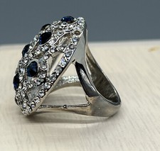 COCKTAIL RING White/Blue Rhinestones