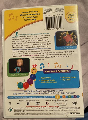 baby Einstein, Baby Bach, Musical Adventure, Disney Very Good Shape!! - Picture 2 of 2
