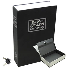 Dictionary Diversion Book Safe w/ Key Lock ~ Metal ~Black (Medium)