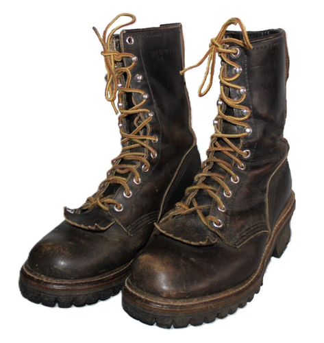 Vintage RED WING 699 Vibram Logger Boot With Kiltie Size 6 C Leather Soft Toe