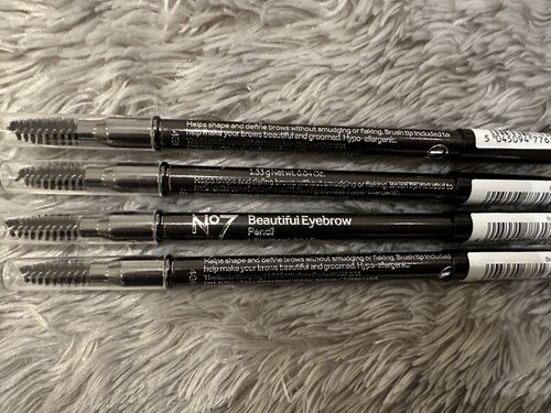 No7 Beautiful Eyebrow Pencil Black X4 Bundle Pack Christmas Gift Brush Tip - Picture 4 of 5