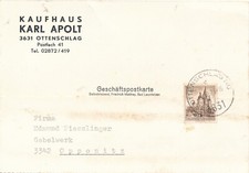 Bauten-Gesch&auml;fts-Postkarte 1973 aus Ottenschlag Kaufhaus Karl Apolt (W10)