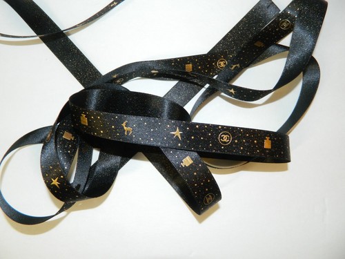 CHANEL Limited Edition Black & Gold Gift Wrapping Ribbon 2 yards Crafts - Picture 6 of 6