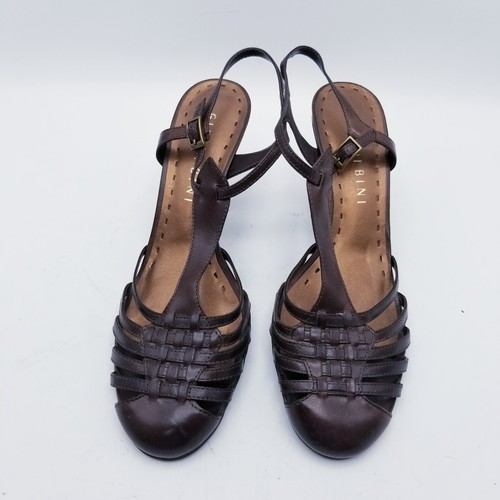 GIANI BINI Size 8.5M Brown Shoes Slingback High Heel Closed Toe T-strap Sandals - Picture 9 of 22