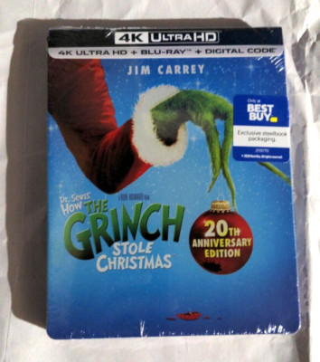 How The Grinch Stole Christmas Steelbook 4K UHD, Blu-ray 20th NEW