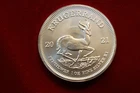 SOUTH AFRICA 2021 SILVER KRUGERRAND,  .999 FINE SILVER, IN AIR-TITE,