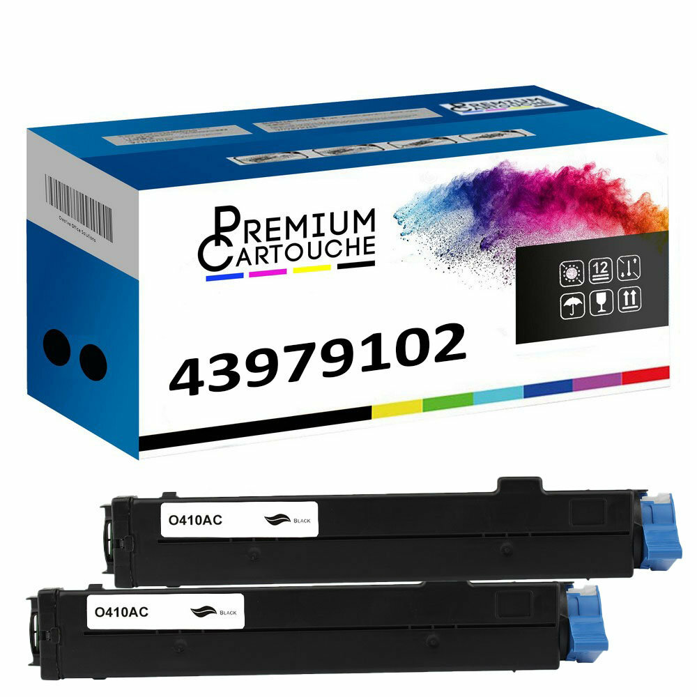 Cartouche x2 Toner 43979102 Noir compatible OKI de qualité supérieure pour textes nets