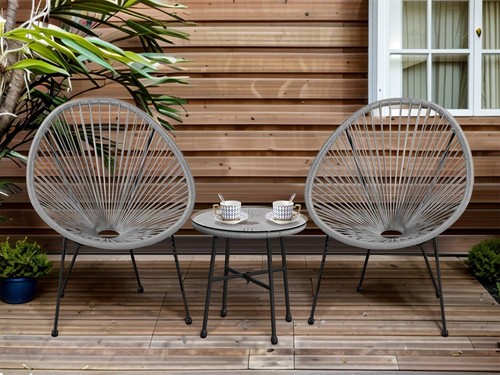 3 Pc Egg String Chair with Round Coffee Table Outdoor Gardan Balcony ...