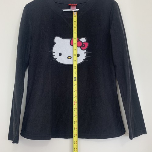 Girl's Hello Kitty Sleepwear Long Sleeve Shirt for Bedtime, Black, Sanrio Anime - Picture 6 of 7