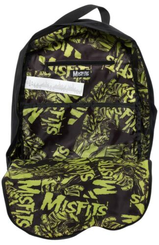 ZAINO BORSA SCUOLA RARA PUNK ROCK NERO MISFITS SKULL IRON FIST - Foto 3 di 4