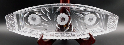 Antique McKee Glass Innovation Line Saw Tooth Handled Cut Glass Celery Dish 13''