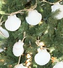 Large Seashell Christmas Tree Garland, White Irish Cups Raffia - 68"+ G-25